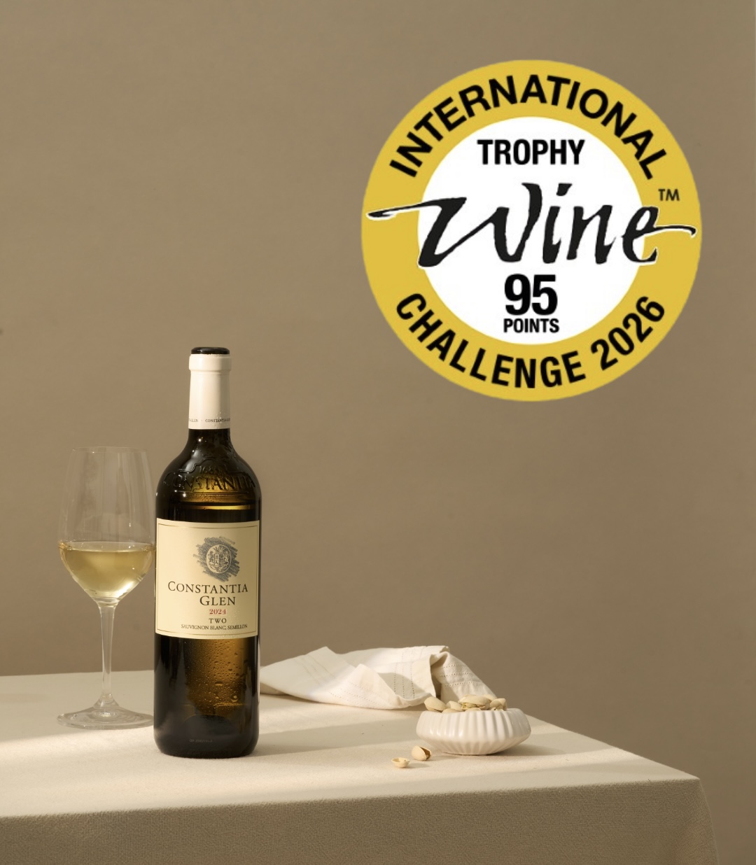 Constantia Glen TWO 2024 winning the IWC South African White Wine Trophy
